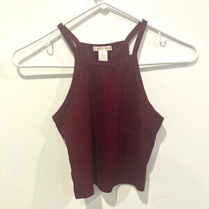 Ribbed Burgundy Halter Top